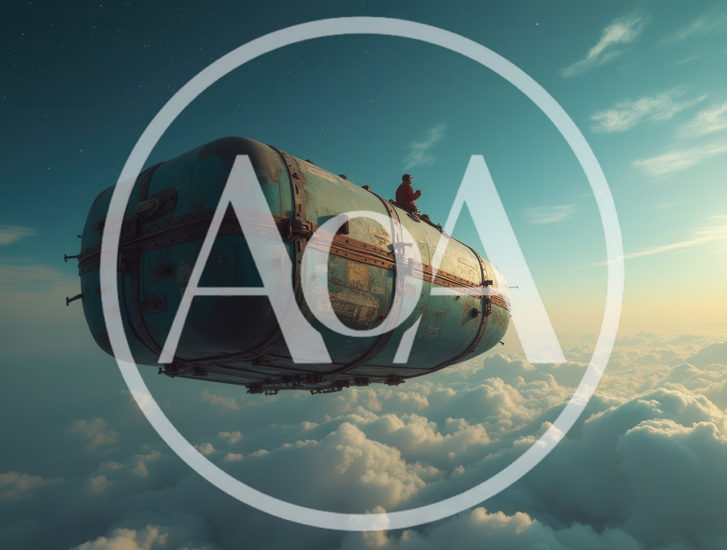 Person Sitting Atop A Floating Vintage Suitcase In Clouds