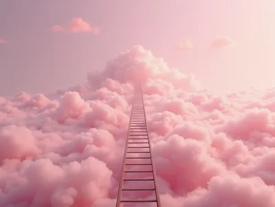 Ladder Leading Into Pink Clouds