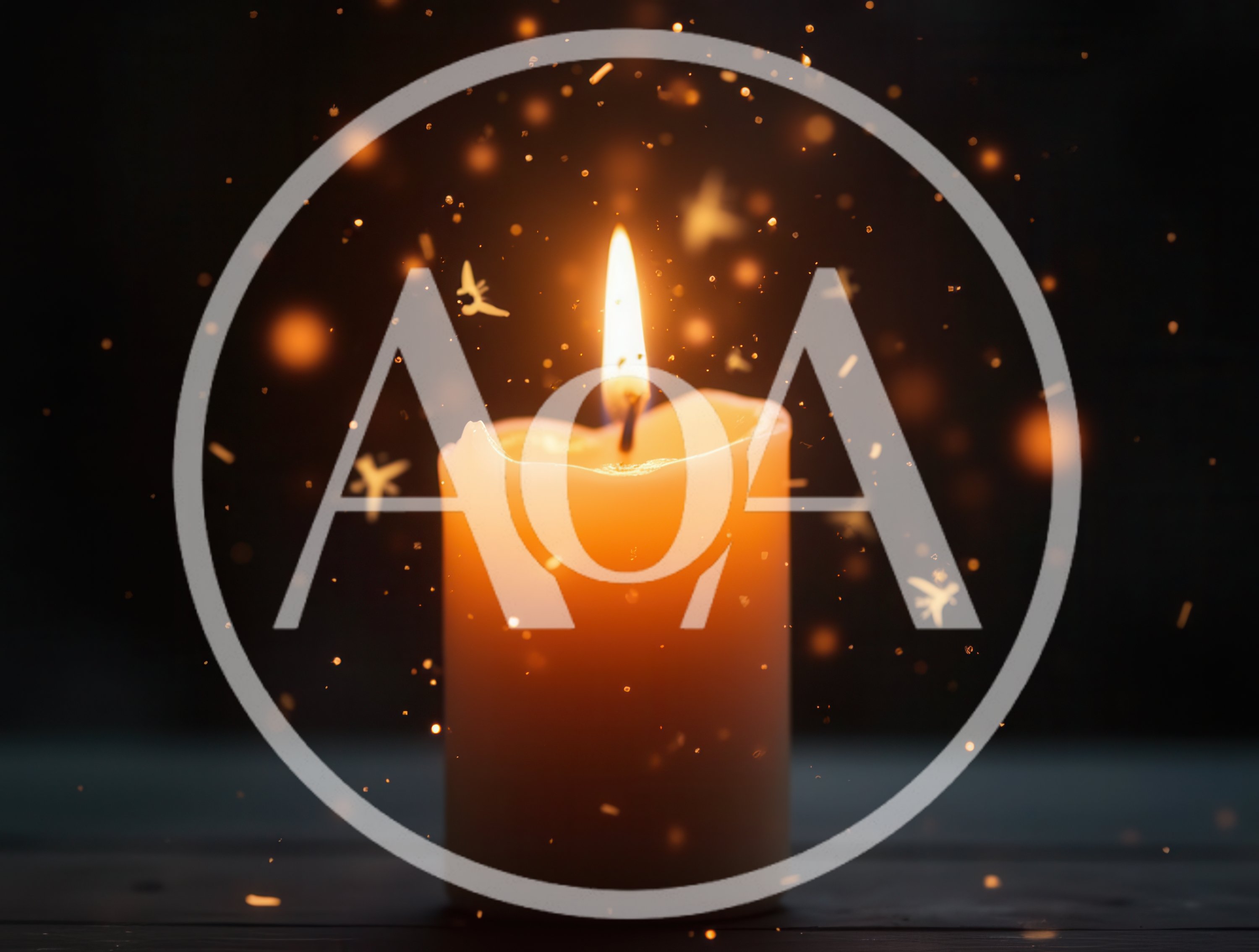 Lit Candle With Floating Glowing Particles