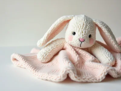 Crocheted Bunny Security Blanket For Infants