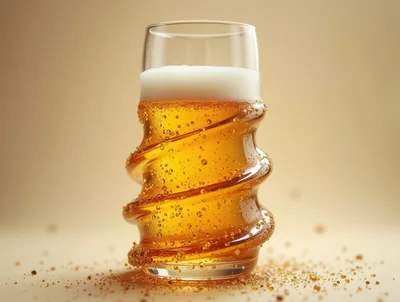 Spiral Shaped Glass Filled With Golden Beer