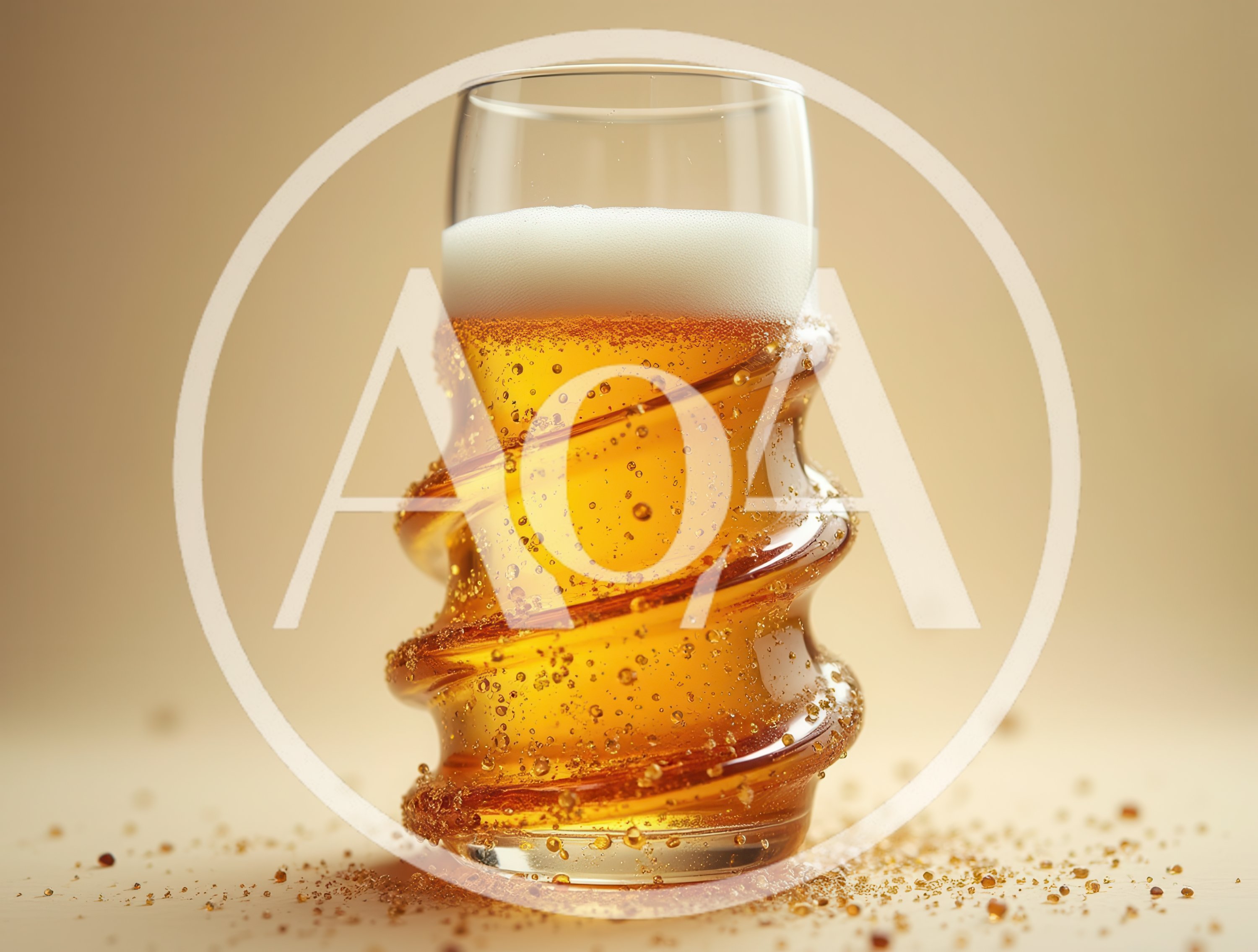 Spiral Shaped Glass Filled With Golden Beer