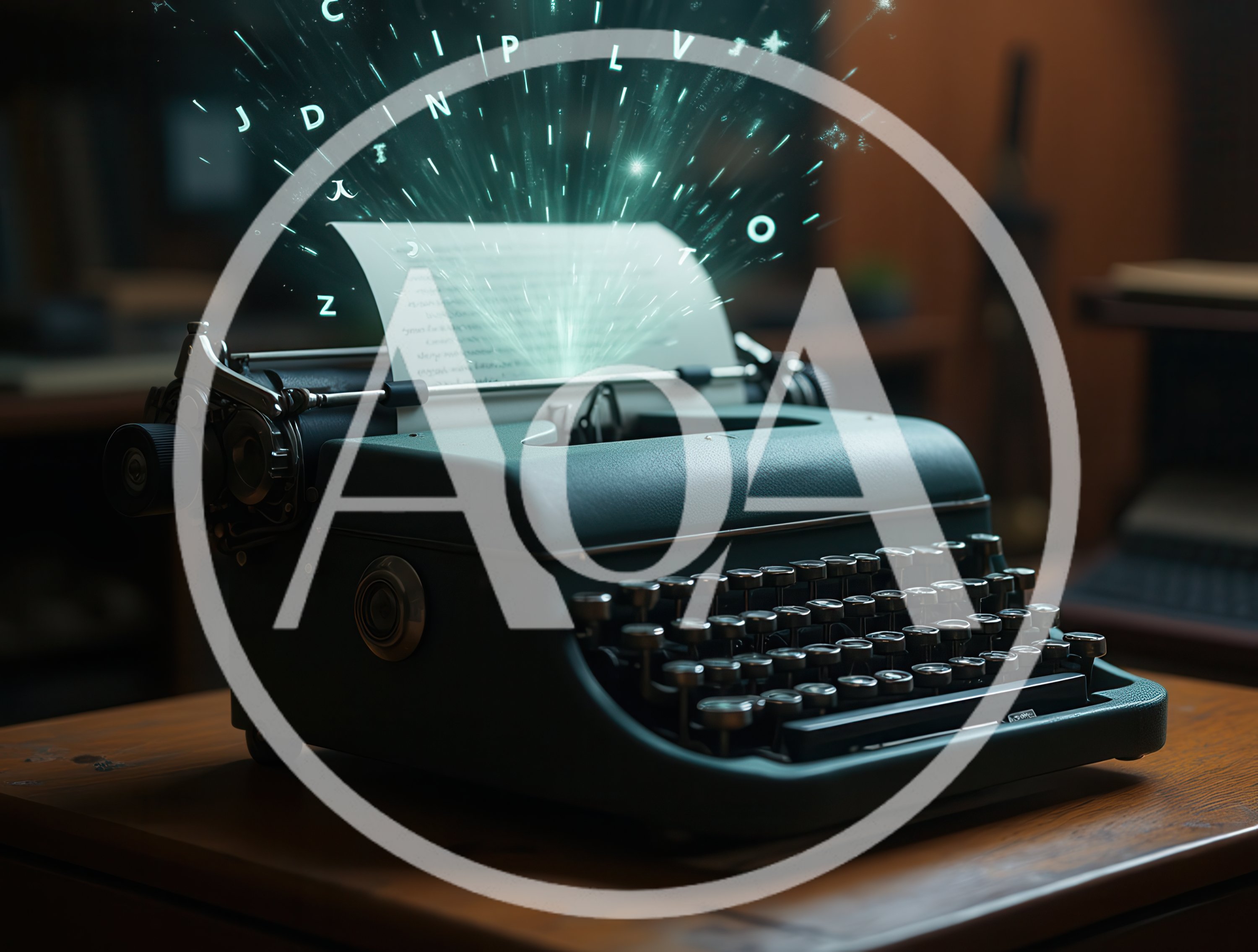 Vintage Typewriter With Magical Glowing Letters