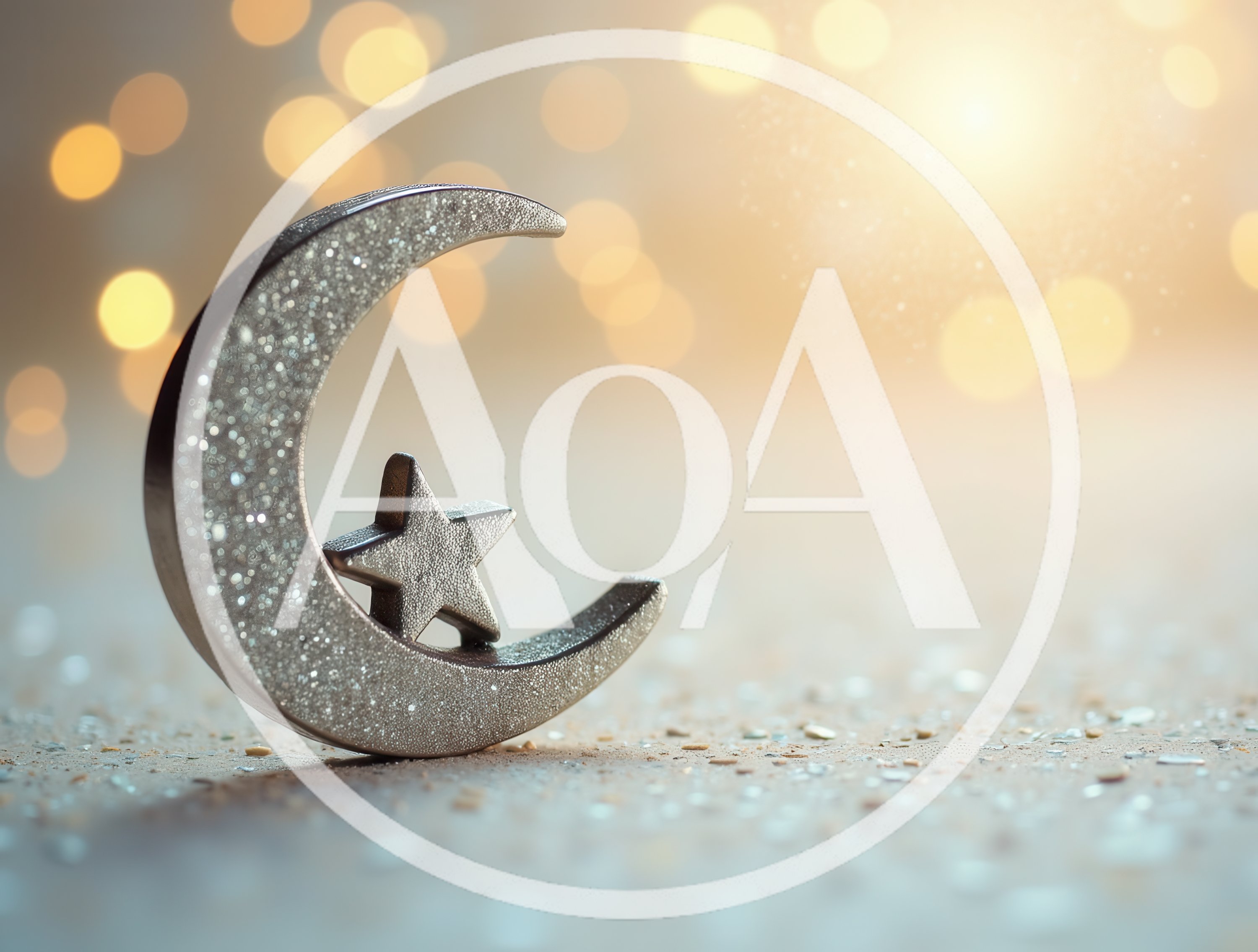 Silver Crescent Moon and Star Ornament