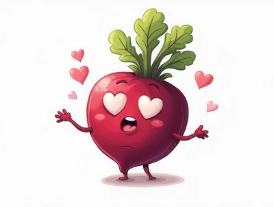 Cute Cartoon Beetroot Character With Heart Eyes