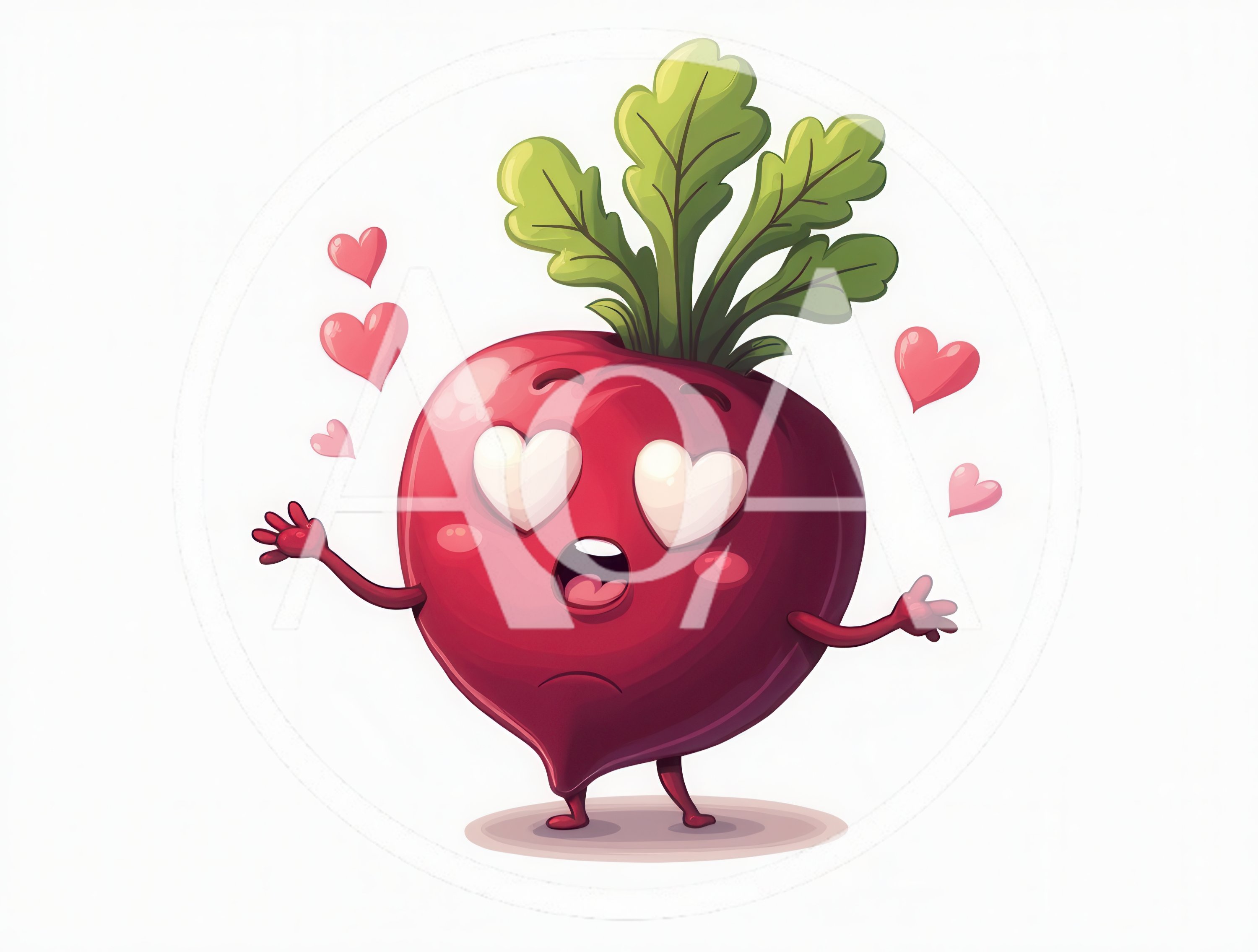 Cute Cartoon Beetroot Character With Heart Eyes