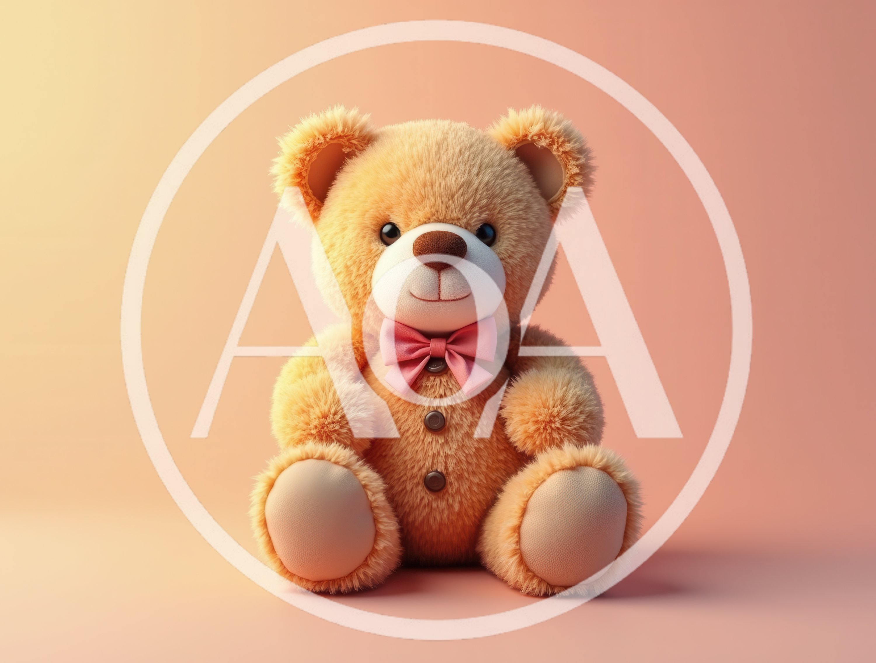 Cute Fluffy Teddy Bear With Pink Bow Tie