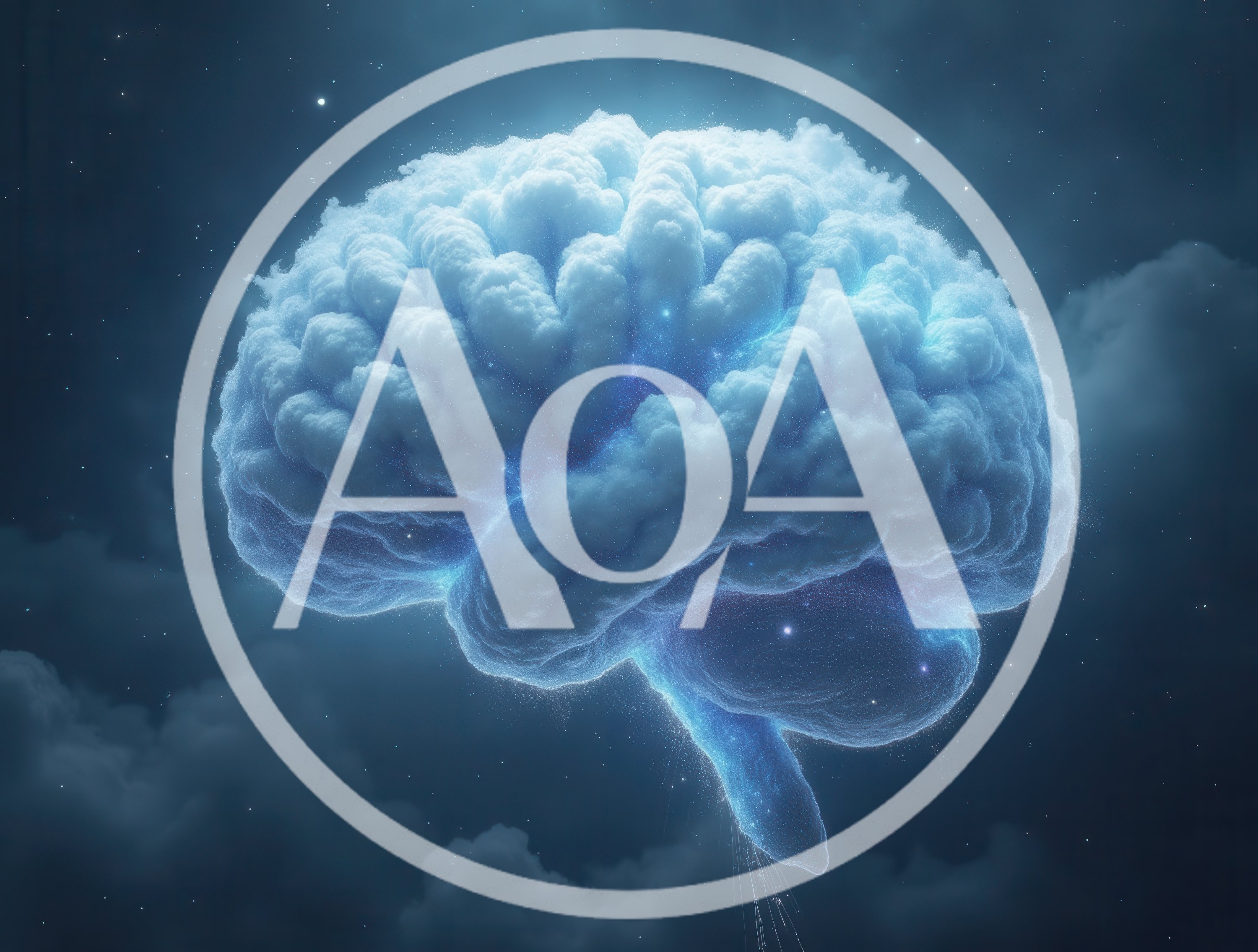 Ethereal Cloud Brain Floating In Night Sky