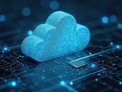 Digital Cloud Computing Concept On Circuit Board