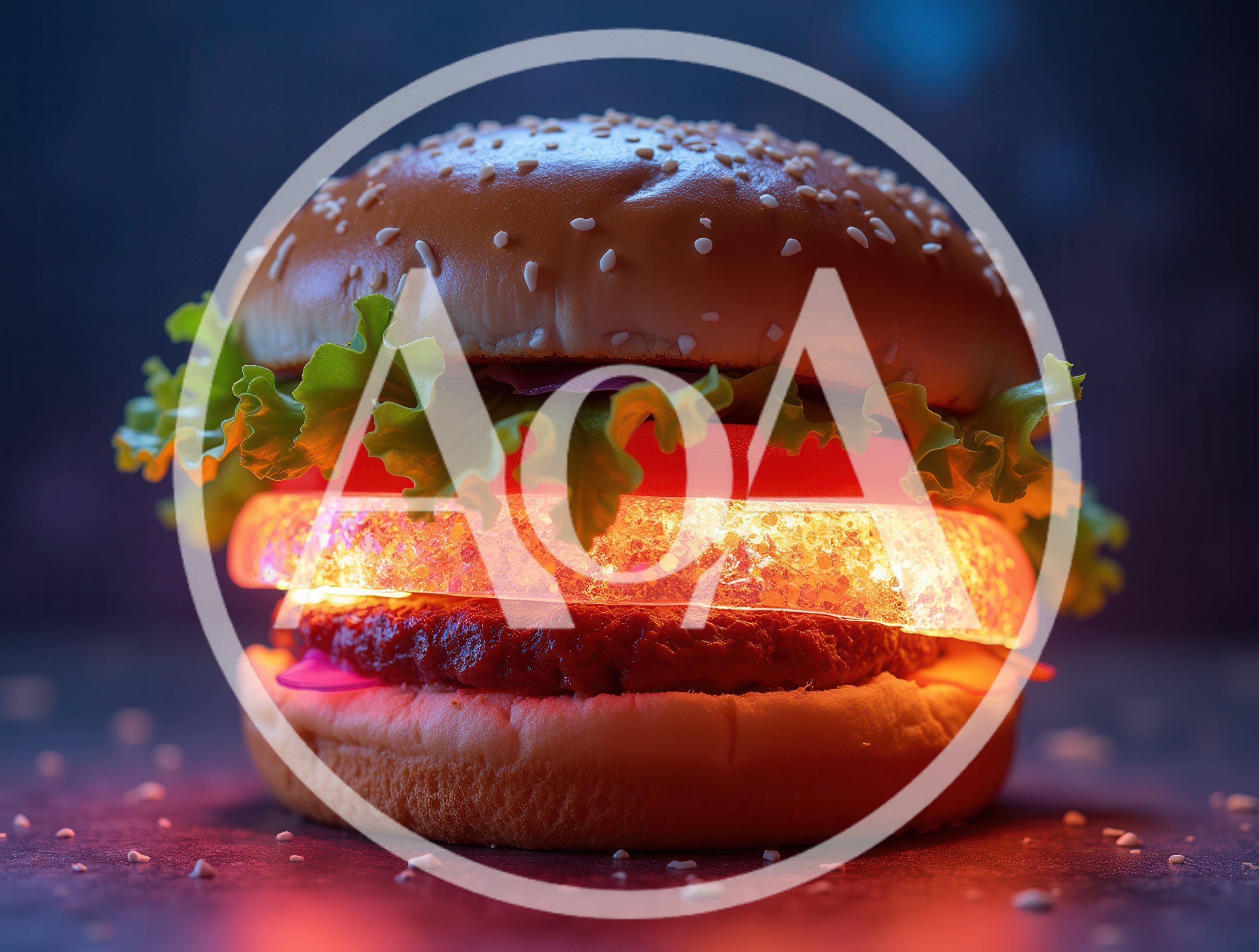 Glowing Neon Burger With Vibrant Light Effects