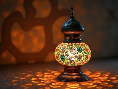 Traditional Mosaic Glass Table Lamp With Intricate Patterns