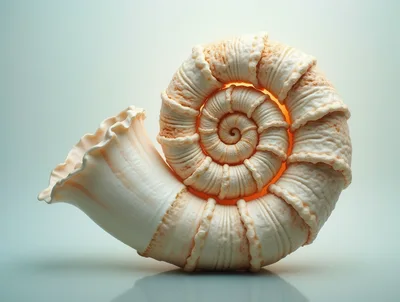 Detailed Spiral Seashell Isolated On Light Background