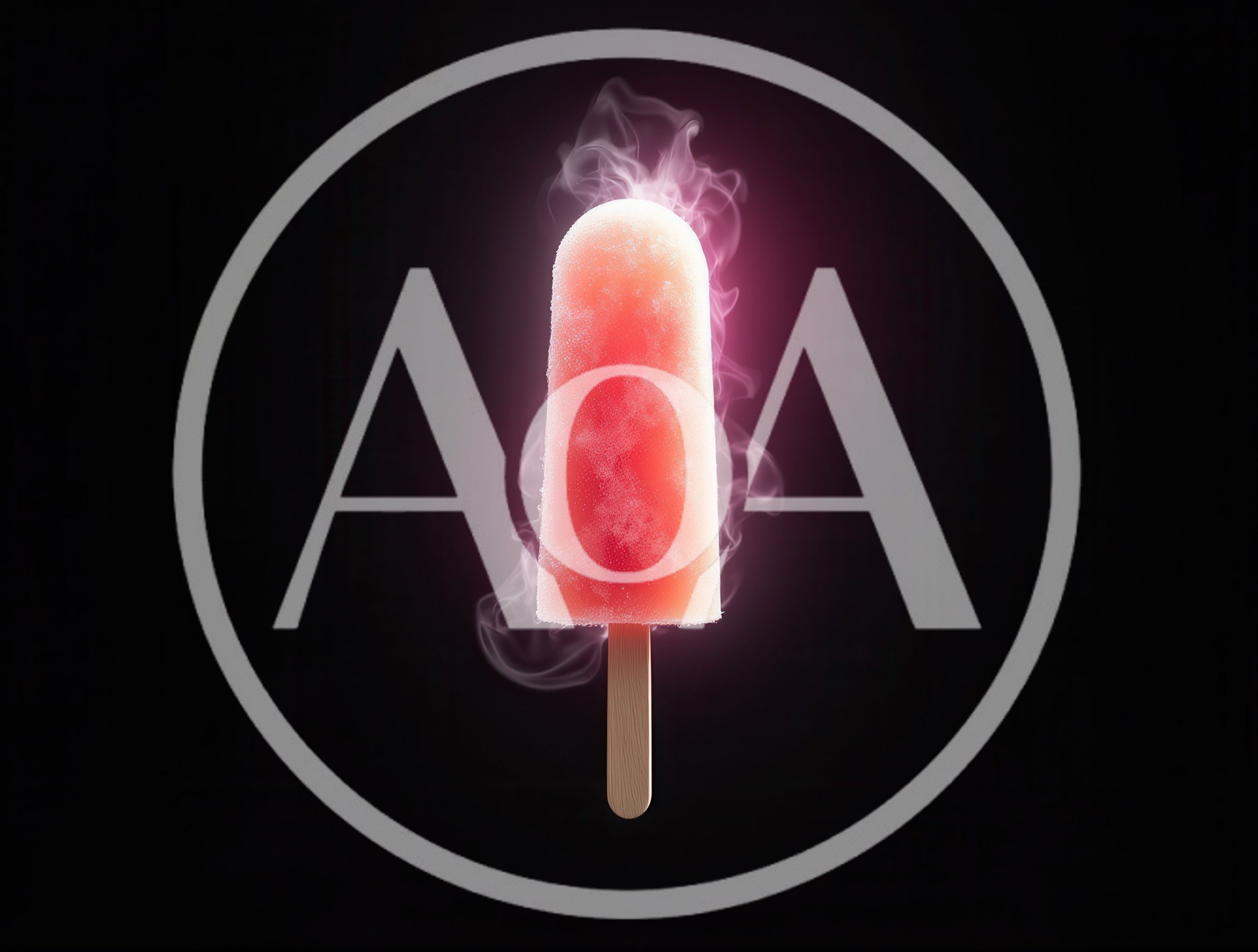 Frozen Pink Popsicle With Wisps Of Cold Vapor