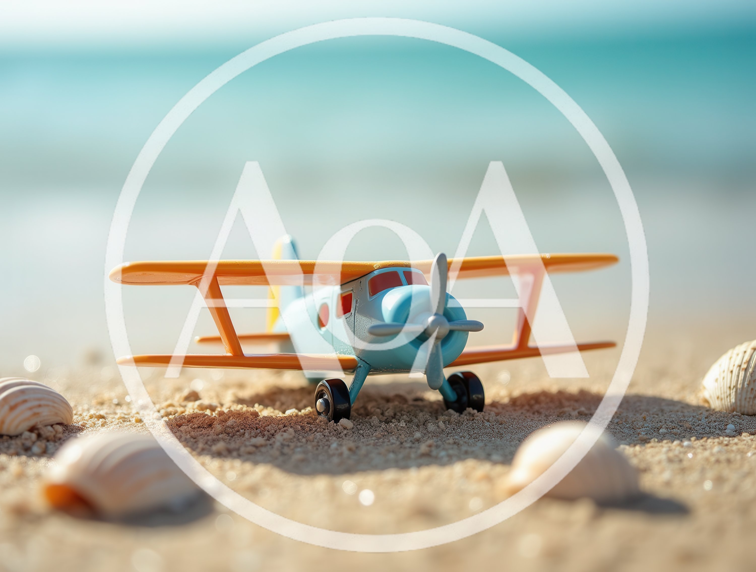 Toy Biplane Resting on Sandy Beach
