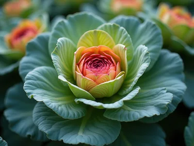 Ornamental Cabbage Plant With Vibrant Pink Center
