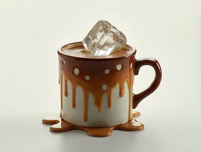Caramel Drip Coffee Mug With Ice Cube