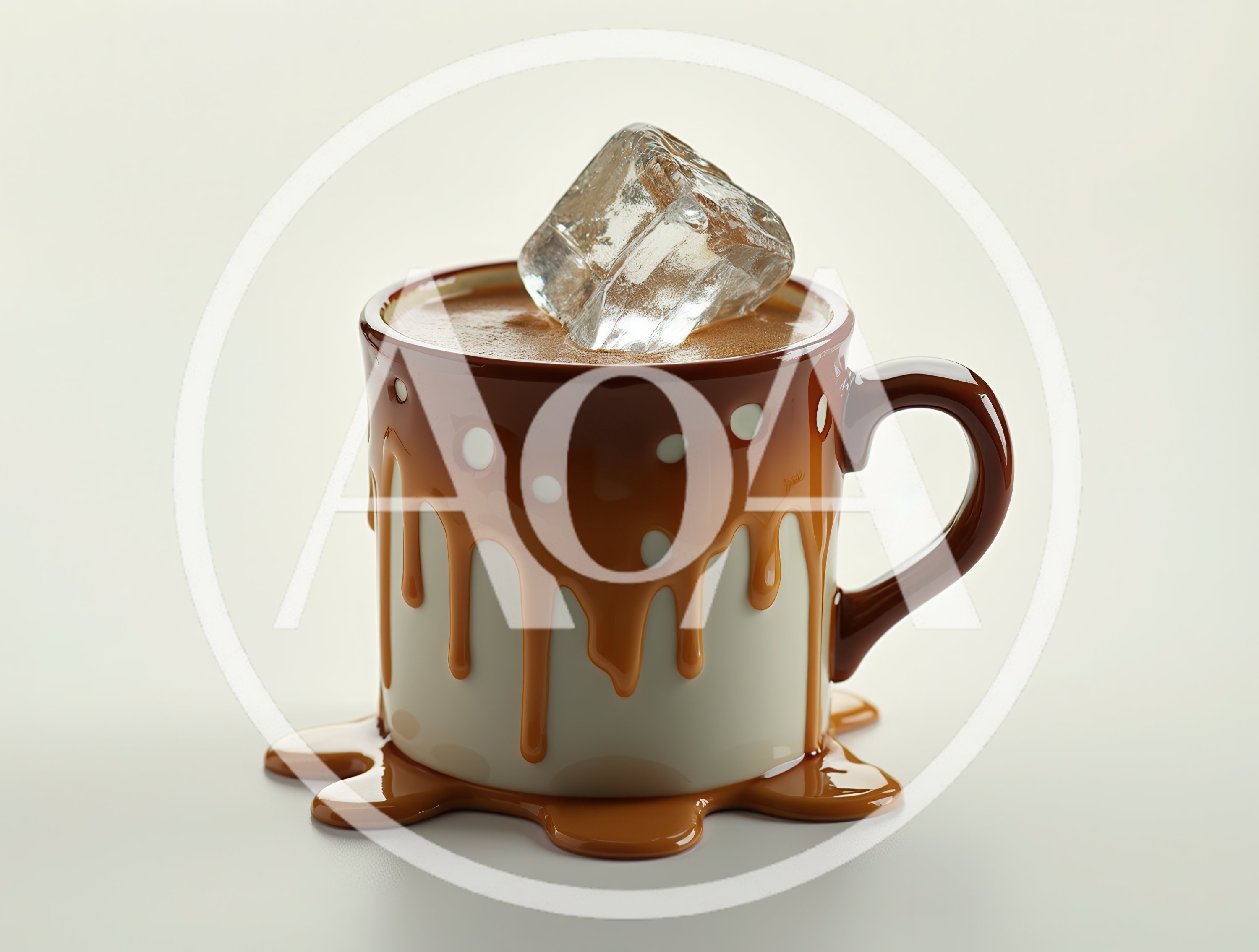 Caramel Drip Coffee Mug With Ice Cube