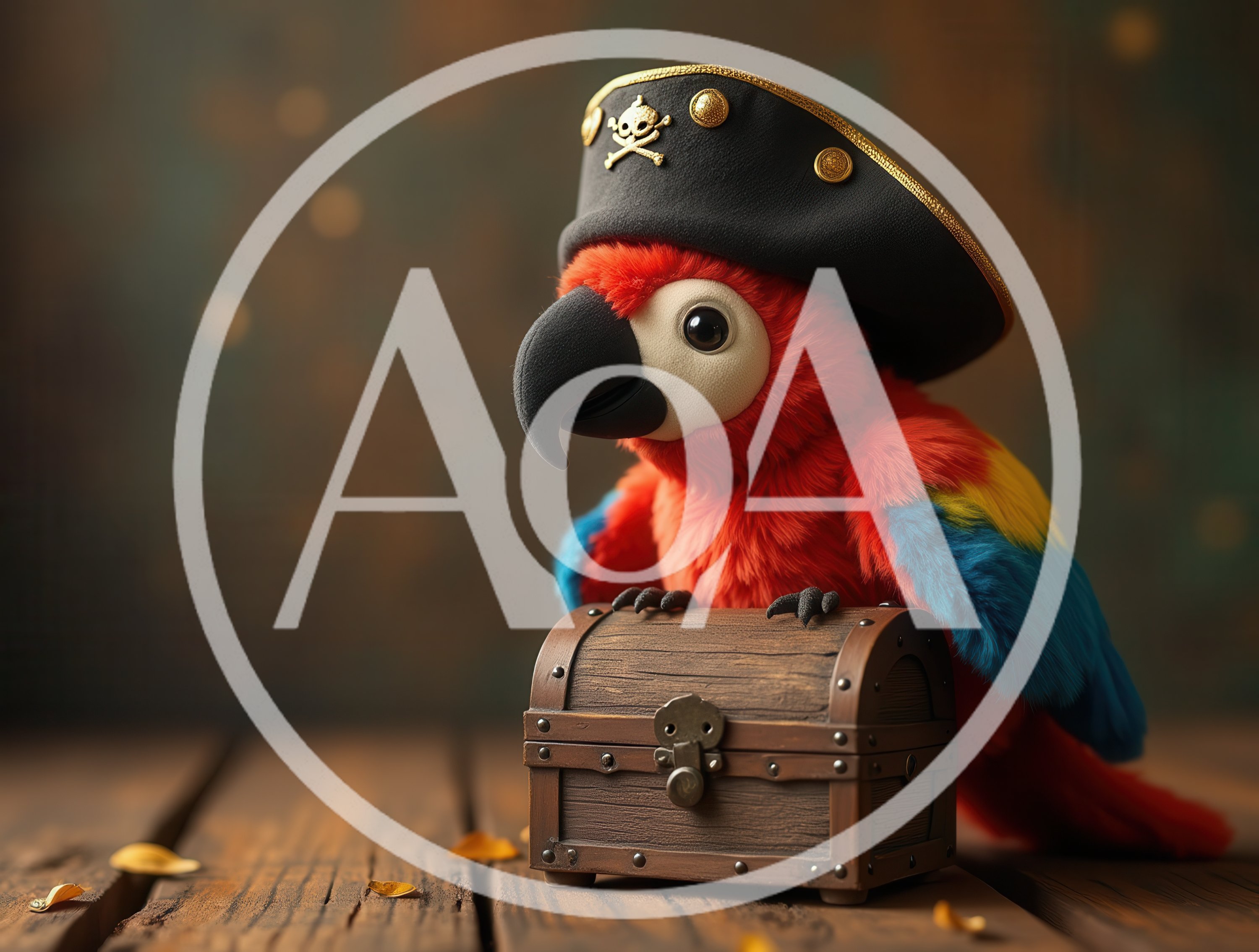 Plush Pirate Parrot With Treasure Chest