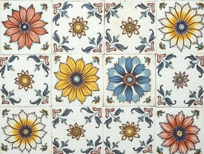 Decorative Ceramic Tiles With Floral Patterns