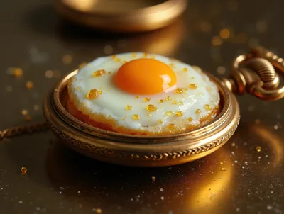 Fried Egg Inside An Antique Gold Pocket Watch