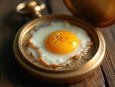 Fried Egg Inside An Antique Gold Pocket Watch