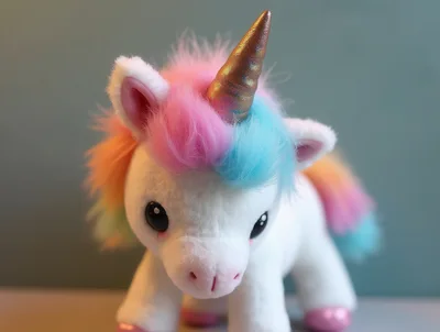 Cute Plush Unicorn Toy With Rainbow Mane