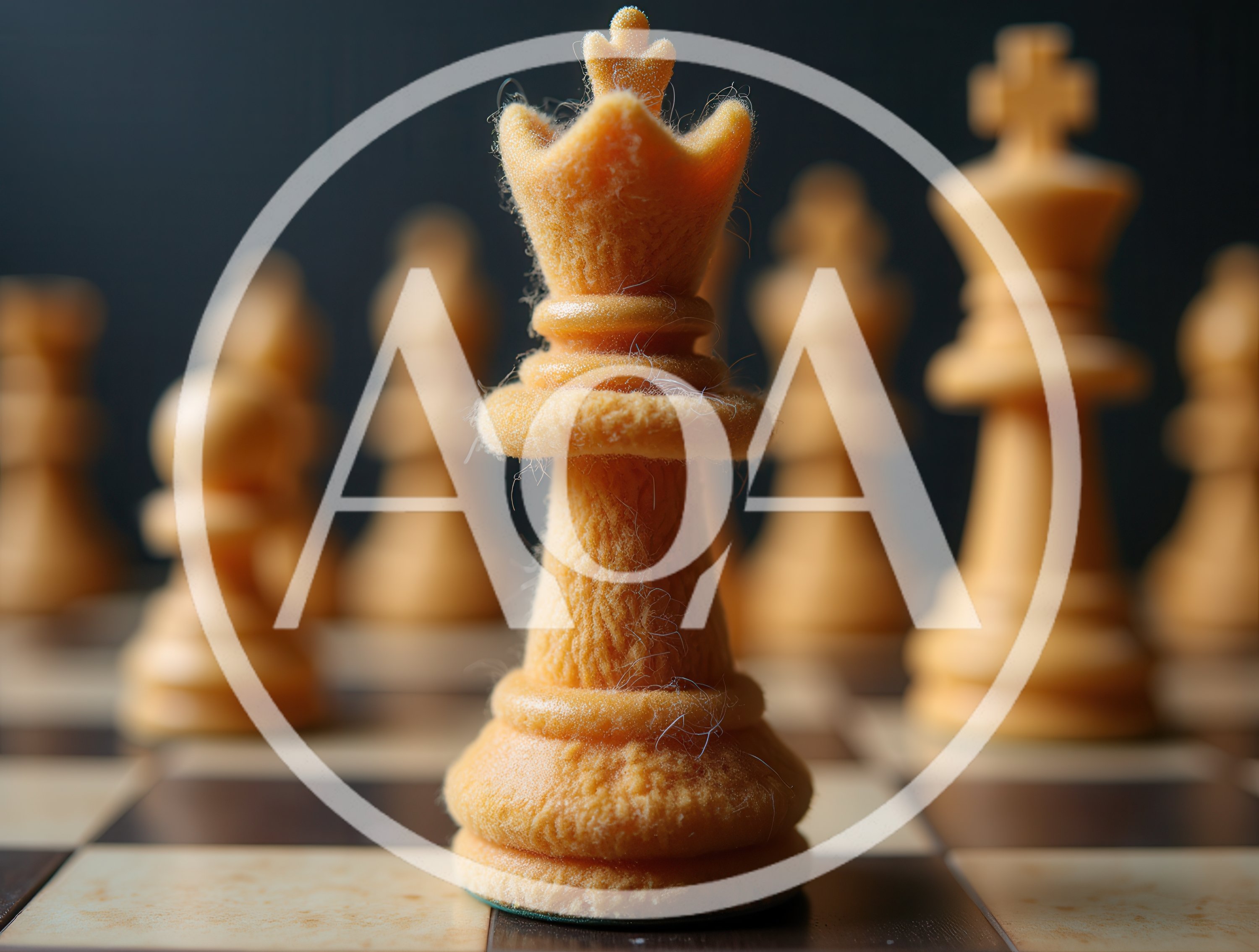 Fuzzy Textured White Queen Chess Piece on Board