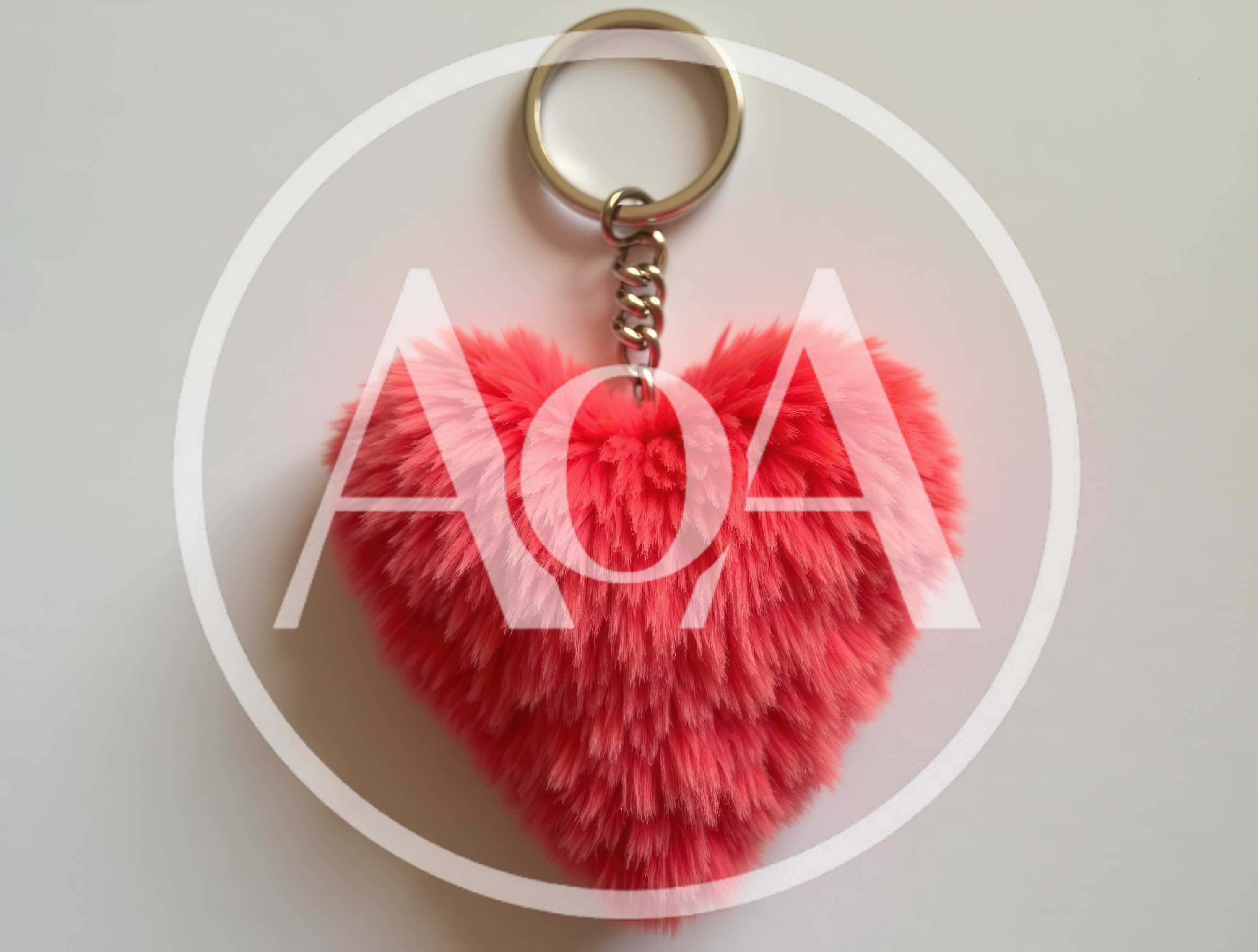 Fluffy Pink Heart Shaped Keychain