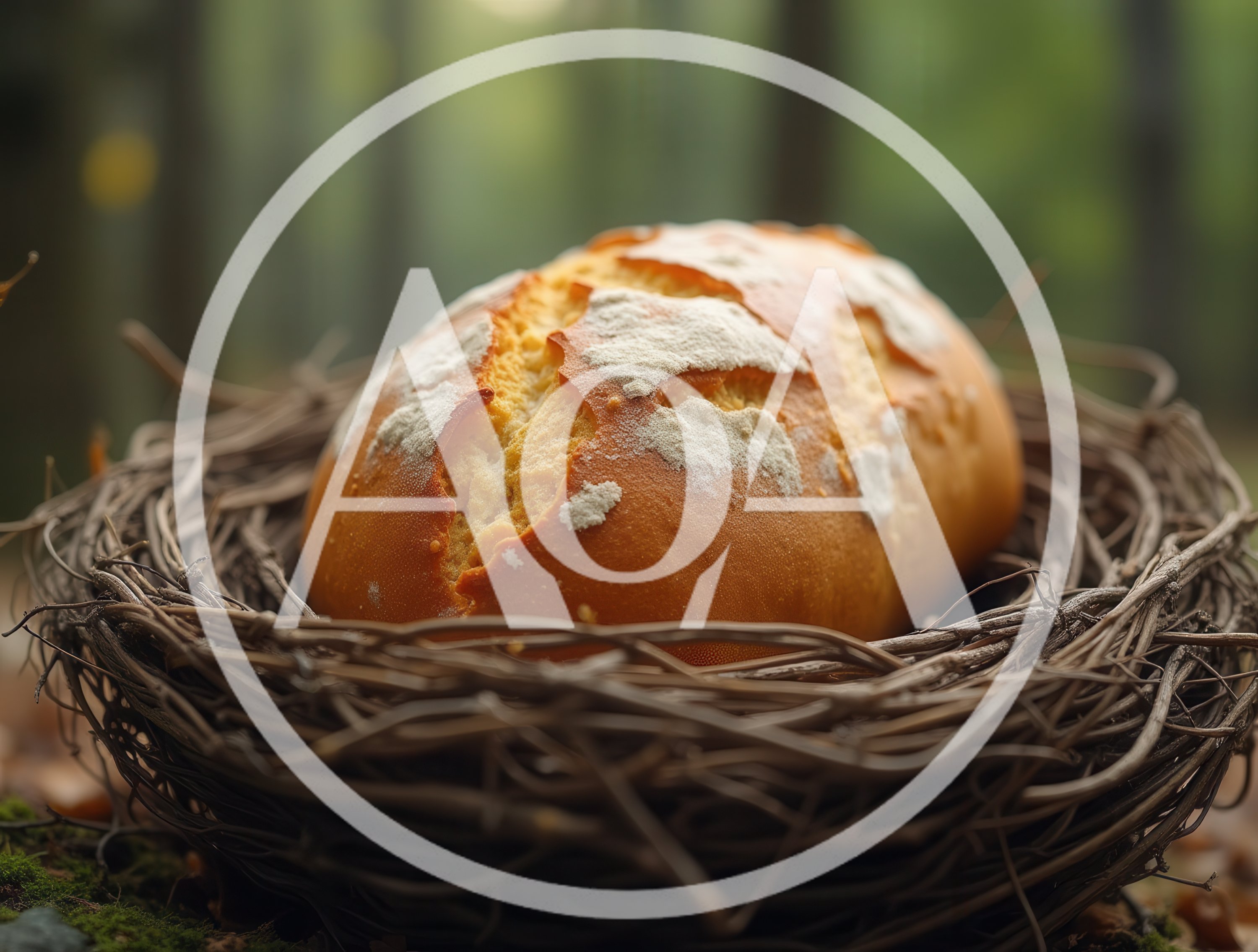 Fresh Loaf Of Bread Resting In A Bird Nest