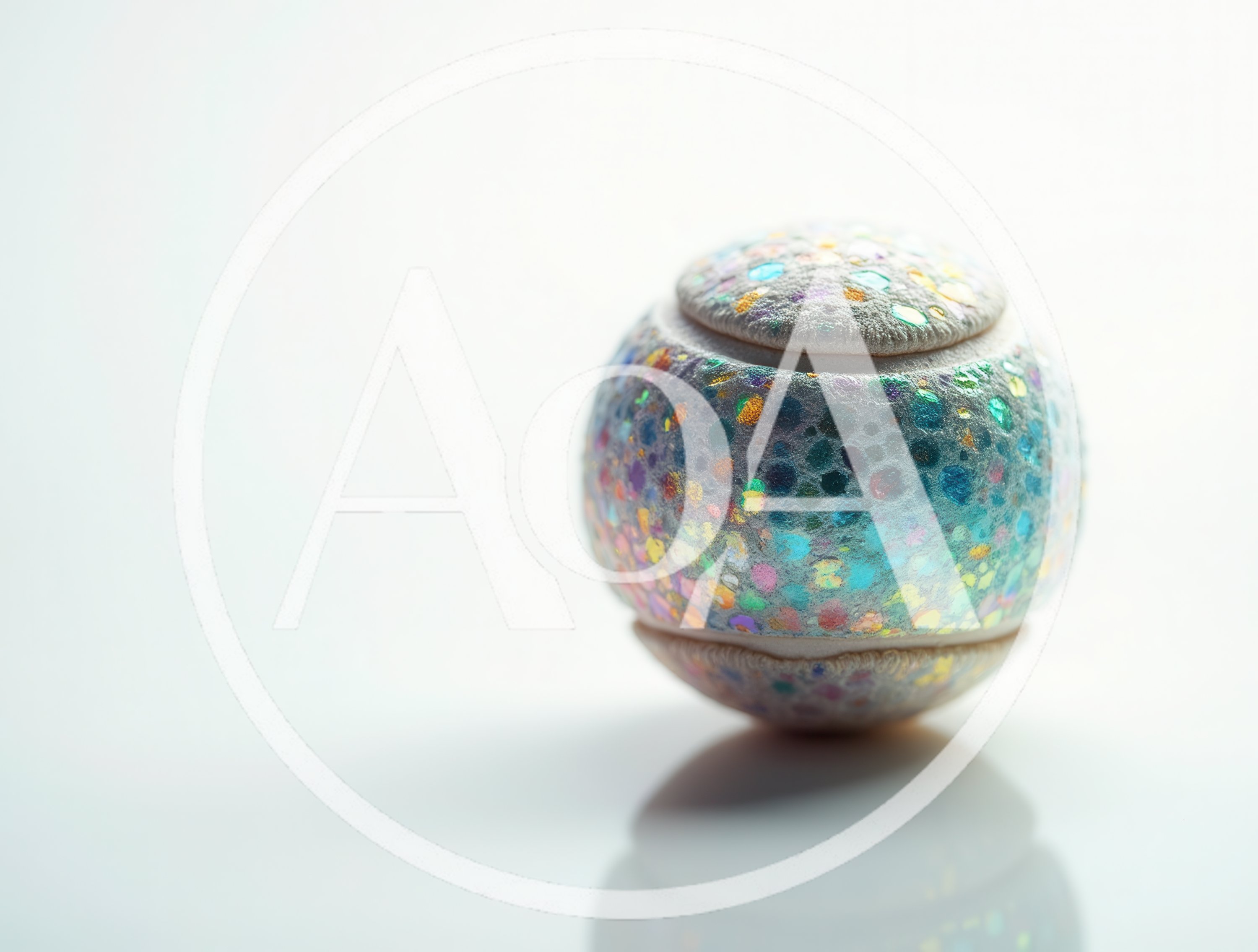 Sparkling Iridescent Spherical Object on White Background