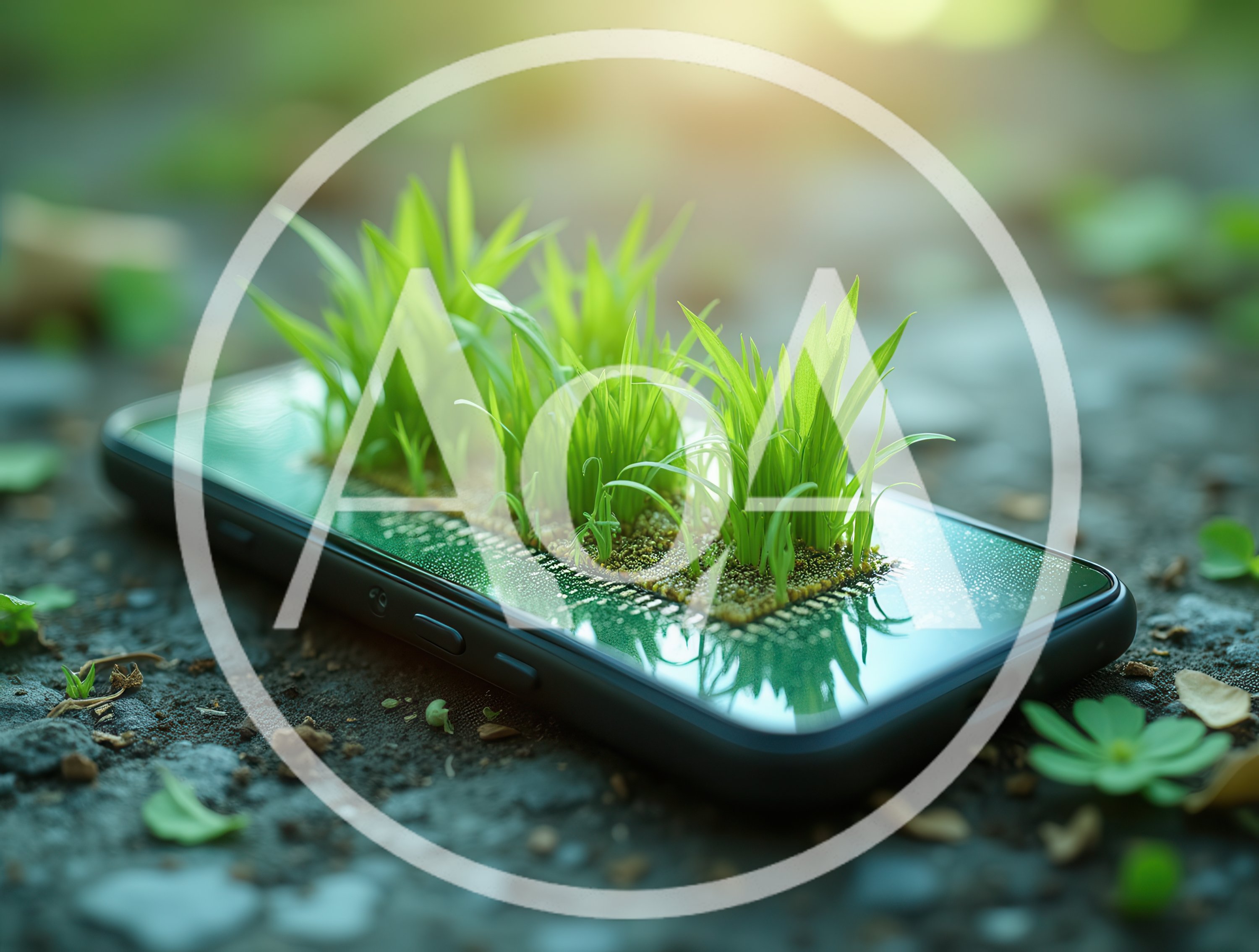 Green Grass Growing From A Smartphone Screen