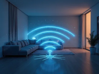 Digital Wi-Fi Signal Visualization In Modern Living Room