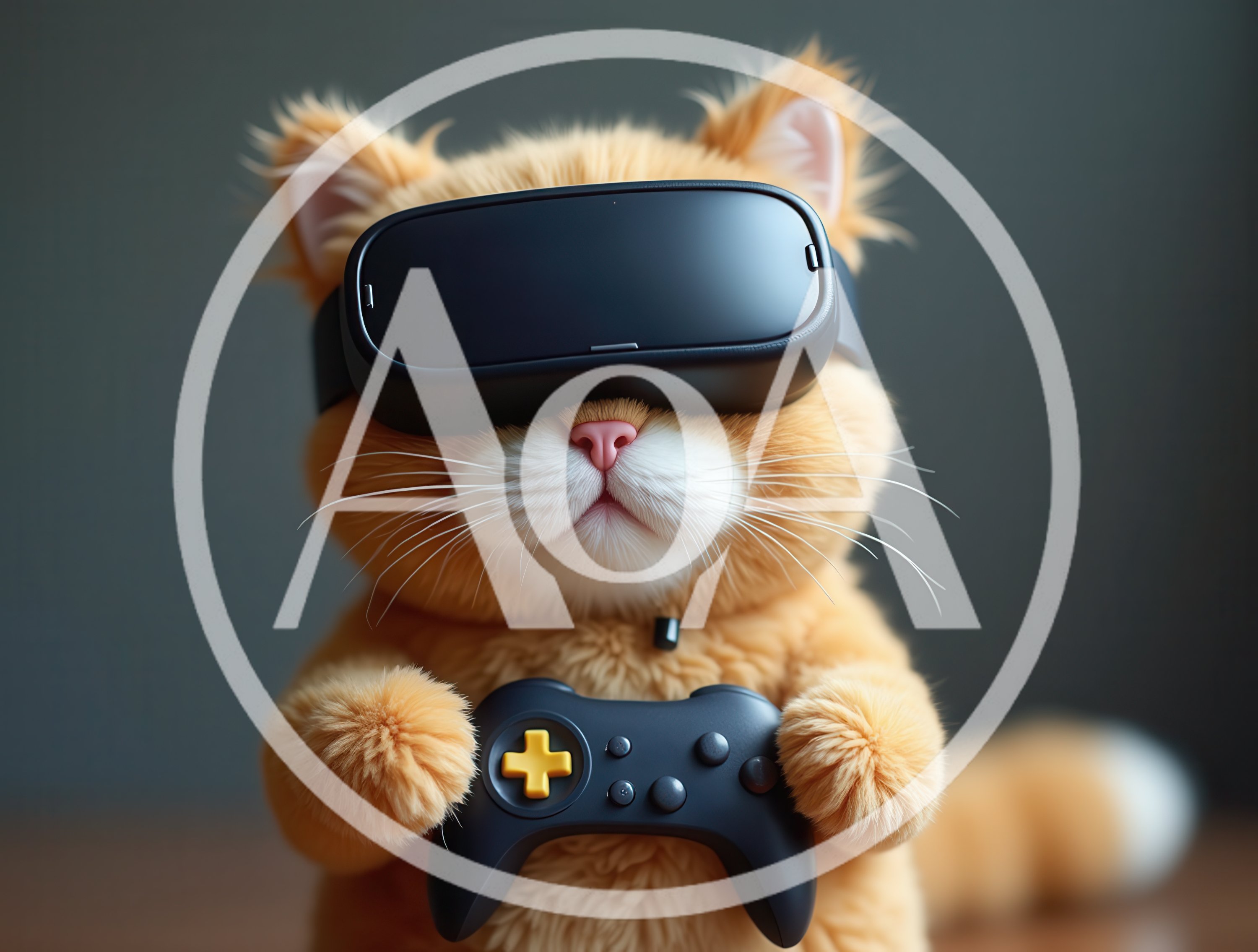 Cute Ginger Cat Wearing Virtual Reality Headset