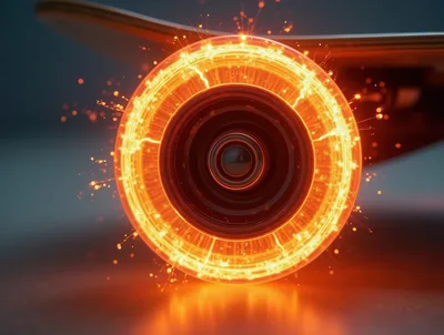 Glowing Fiery Skateboard Wheel With Sparks
