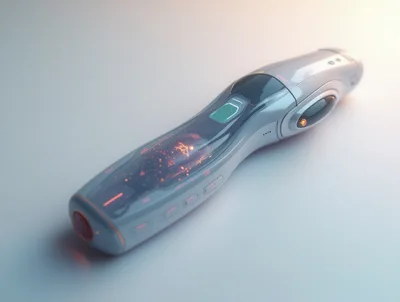 Futuristic Sci-Fi Handheld Device With Glowing Internal Components