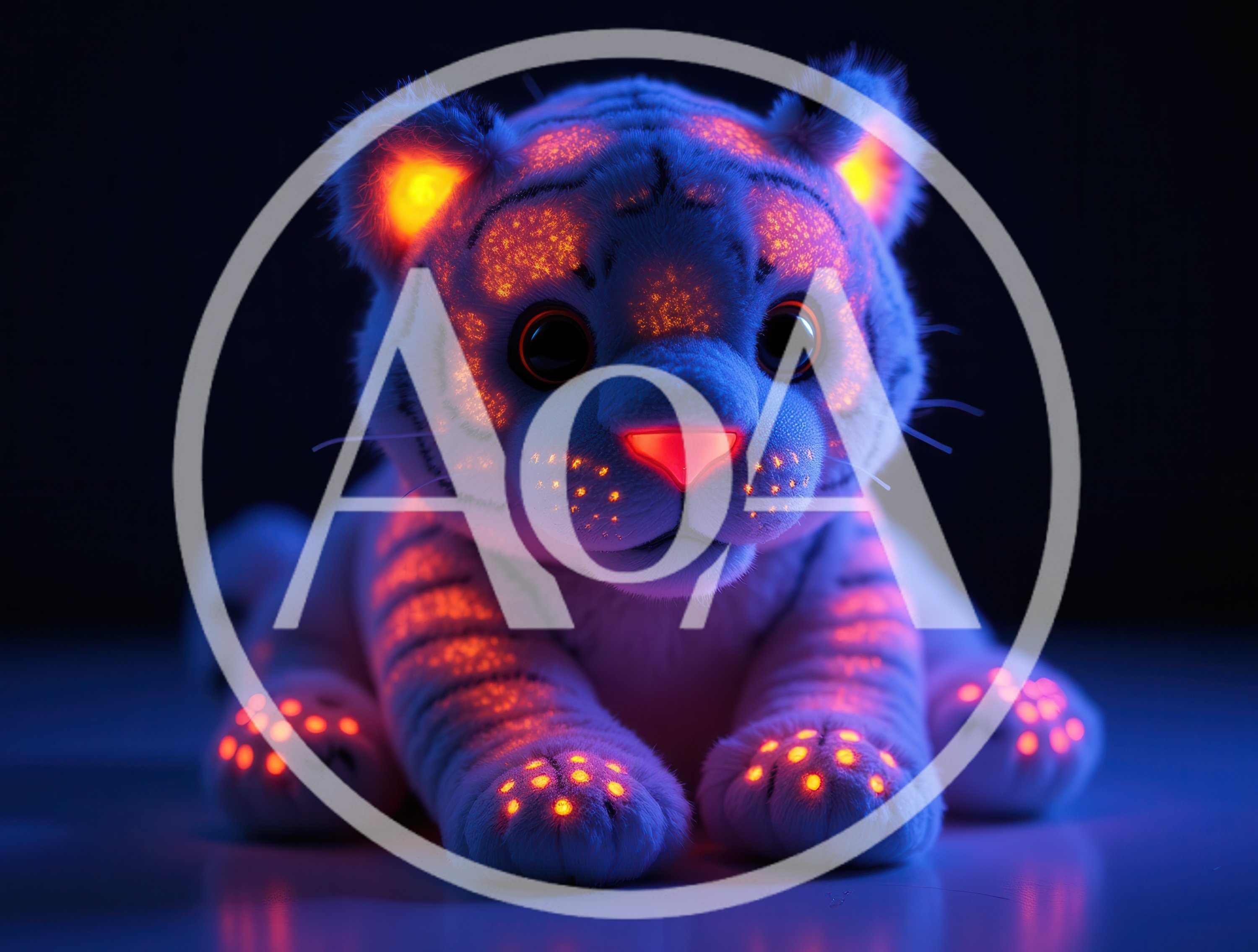 Glowing Neon White Tiger Cub Plush Toy