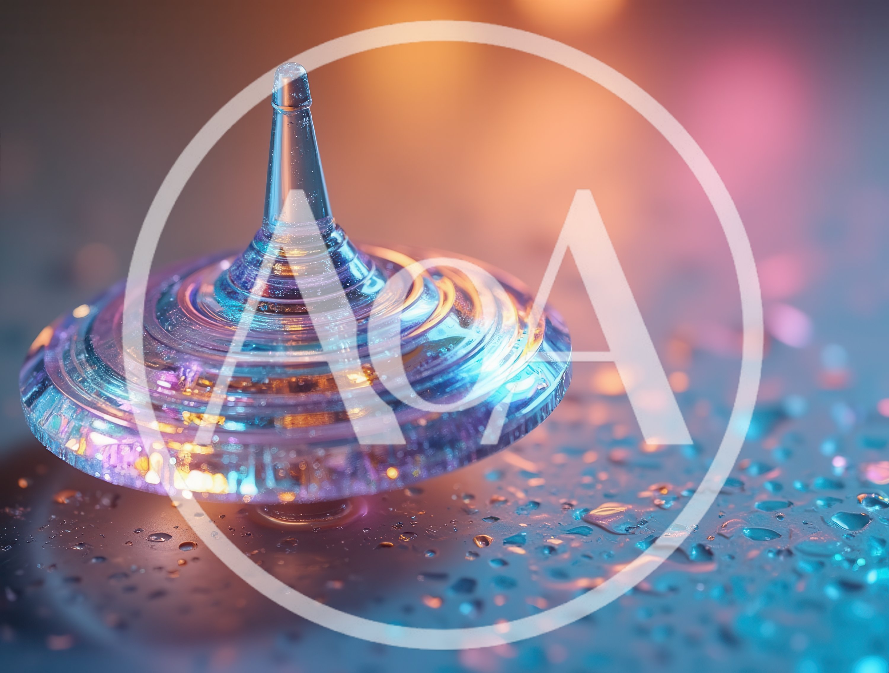 Glass Spinning Top On A Wet Surface