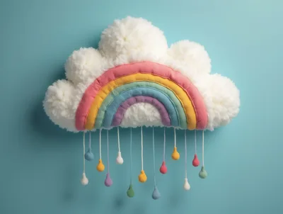 Plush Rainbow Cloud Wall Hanging Decoration