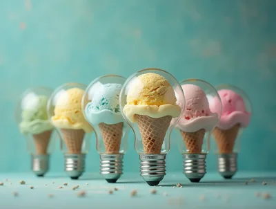 Ice Cream Cones Inside Light Bulbs