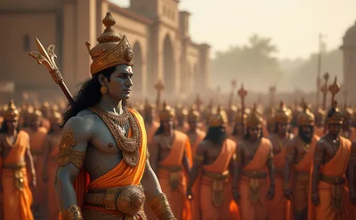 Ancient Indian Warrior King Leading His Army