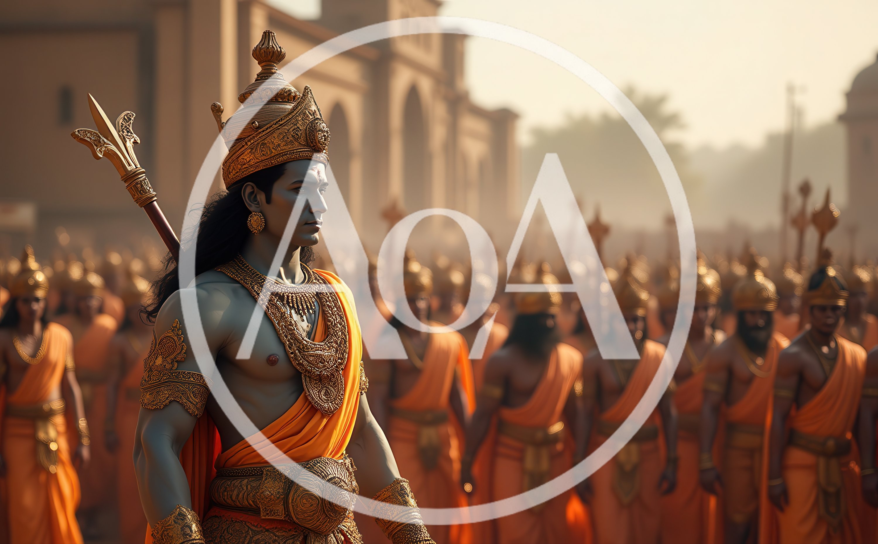 Ancient Indian Warrior King Leading His Army
