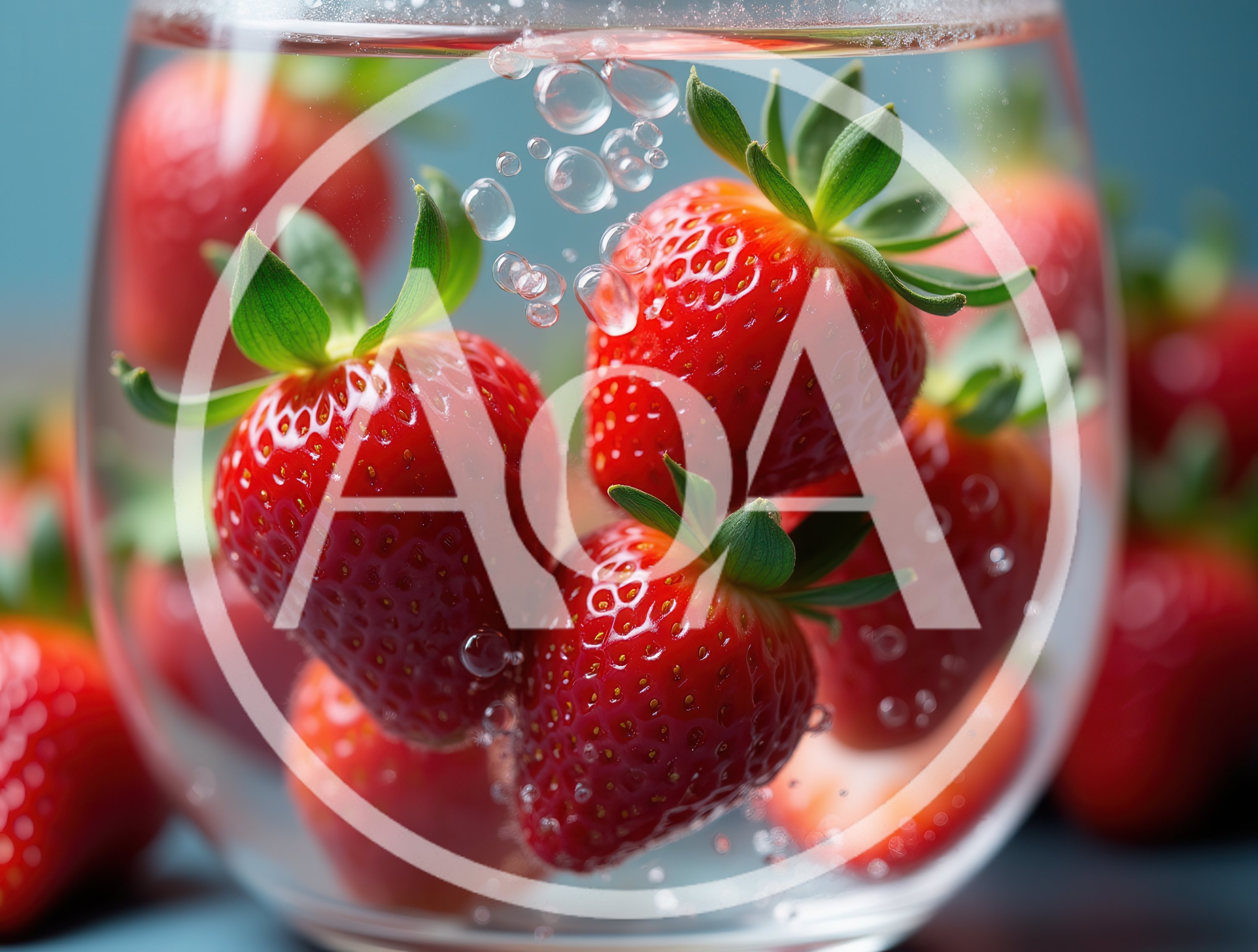 Fresh Strawberries Submerged In Clear Sparkling Water