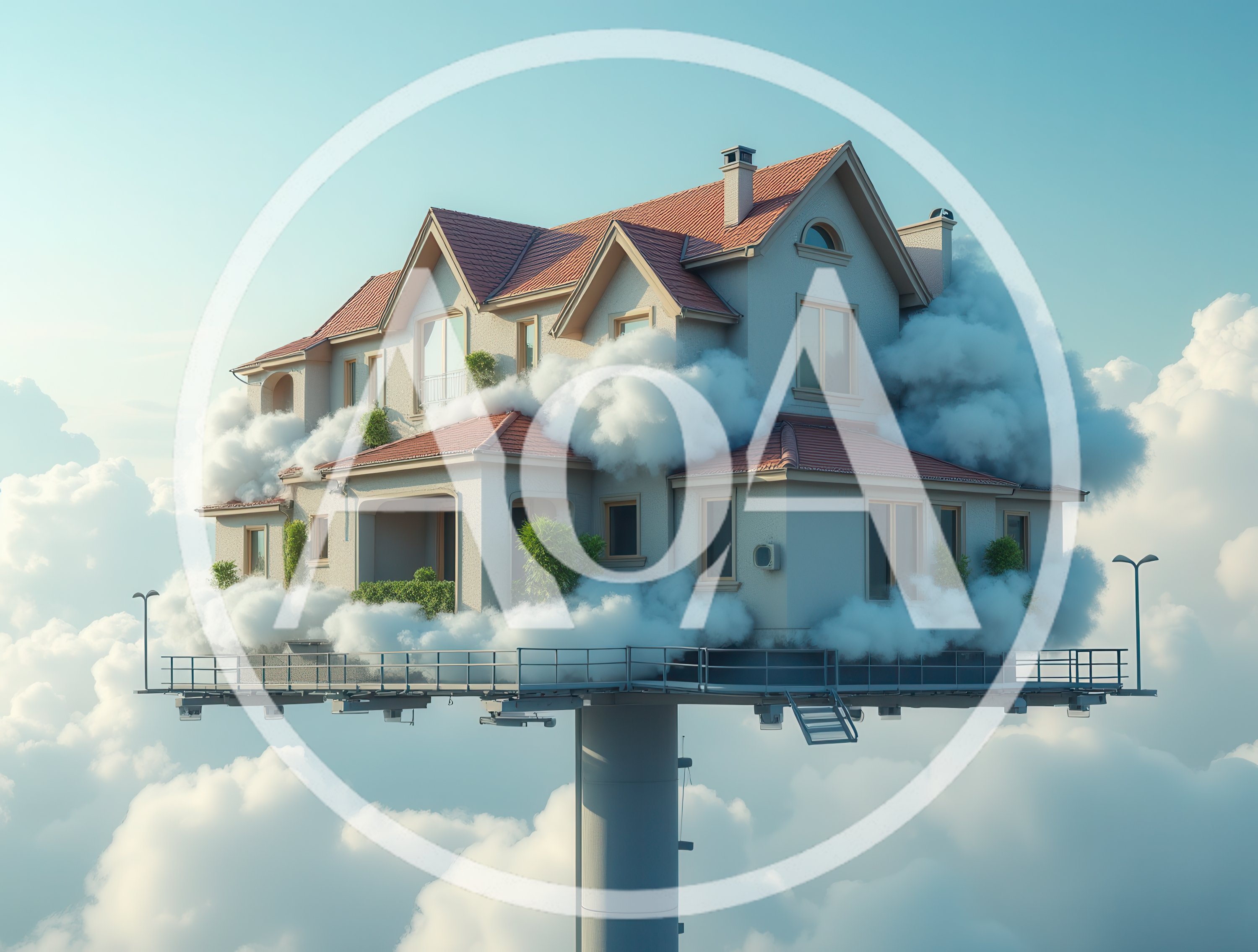Surreal House Perched Atop A Billboard In The Clouds
