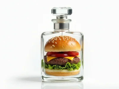 Cheeseburger Inside A Glass Decanter Bottle