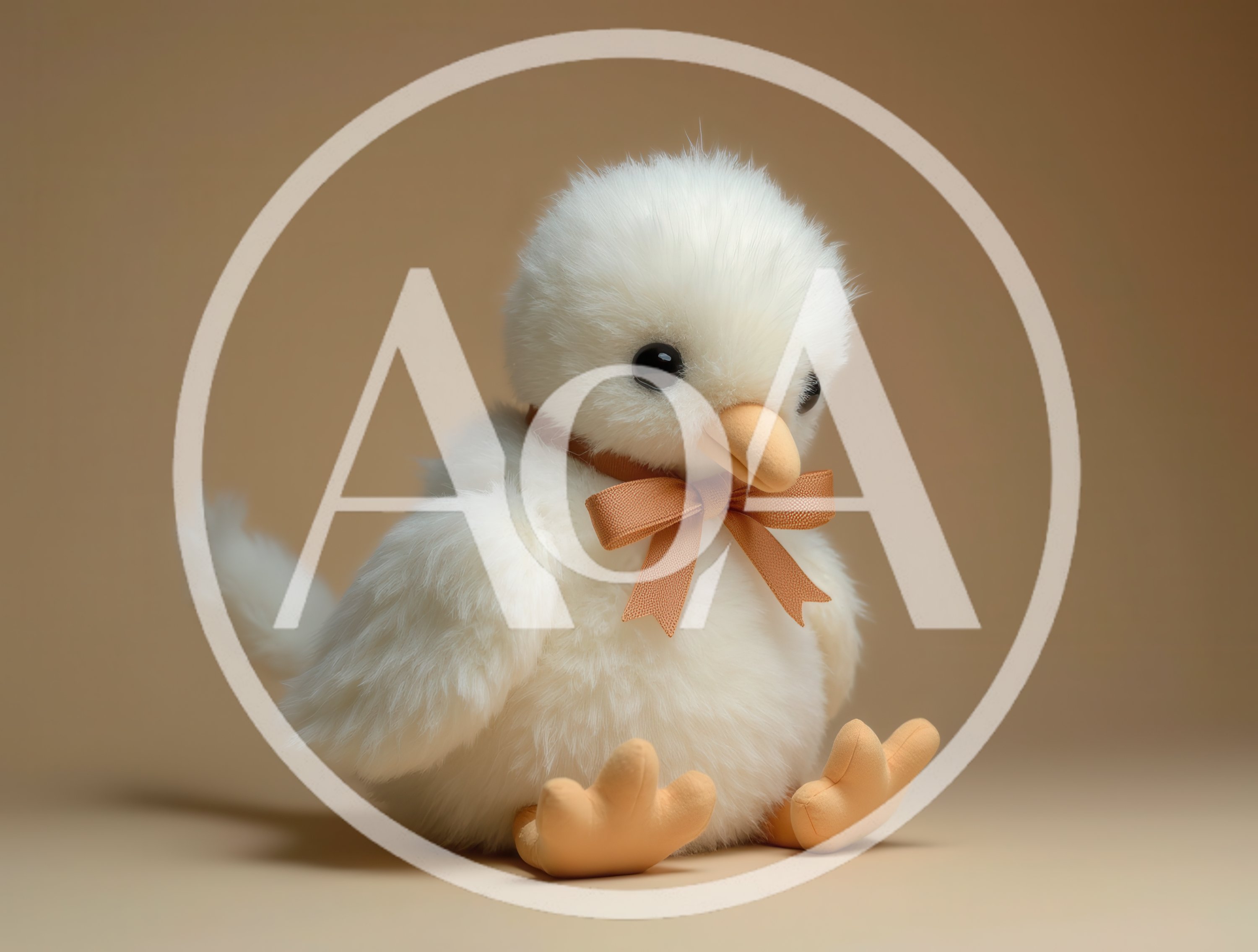Fluffy White Plush Chick Toy With Orange Bow