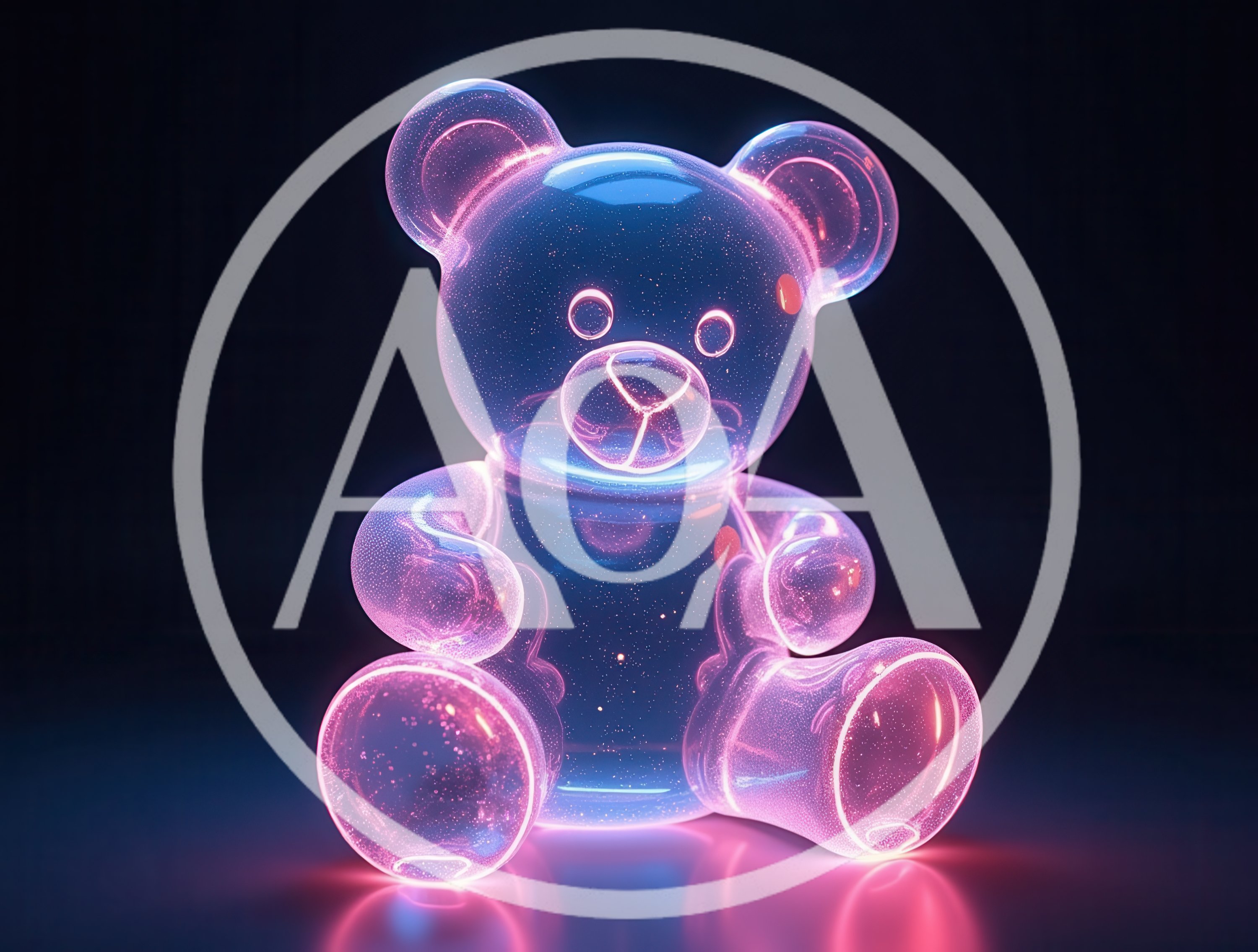 Glowing Translucent Neon Teddy Bear Figurine