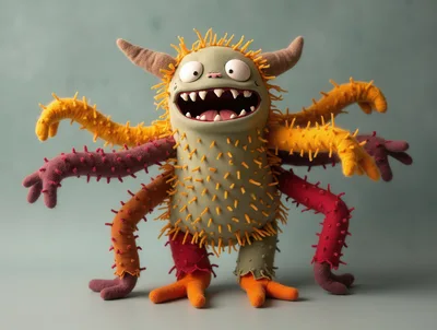 Plush Monster Toy With Multiple Arms