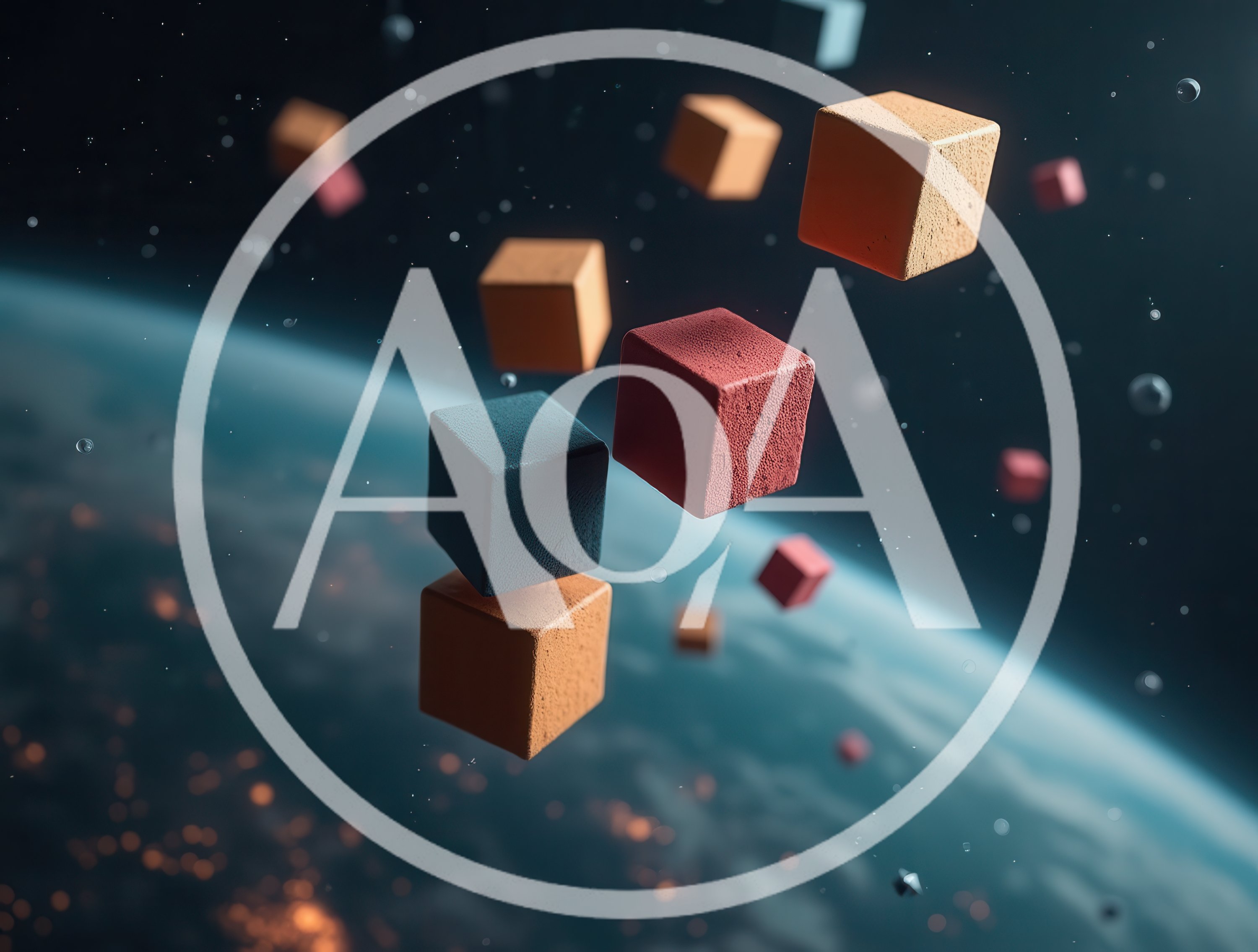 Floating Geometric Cubes Above Earth In Space