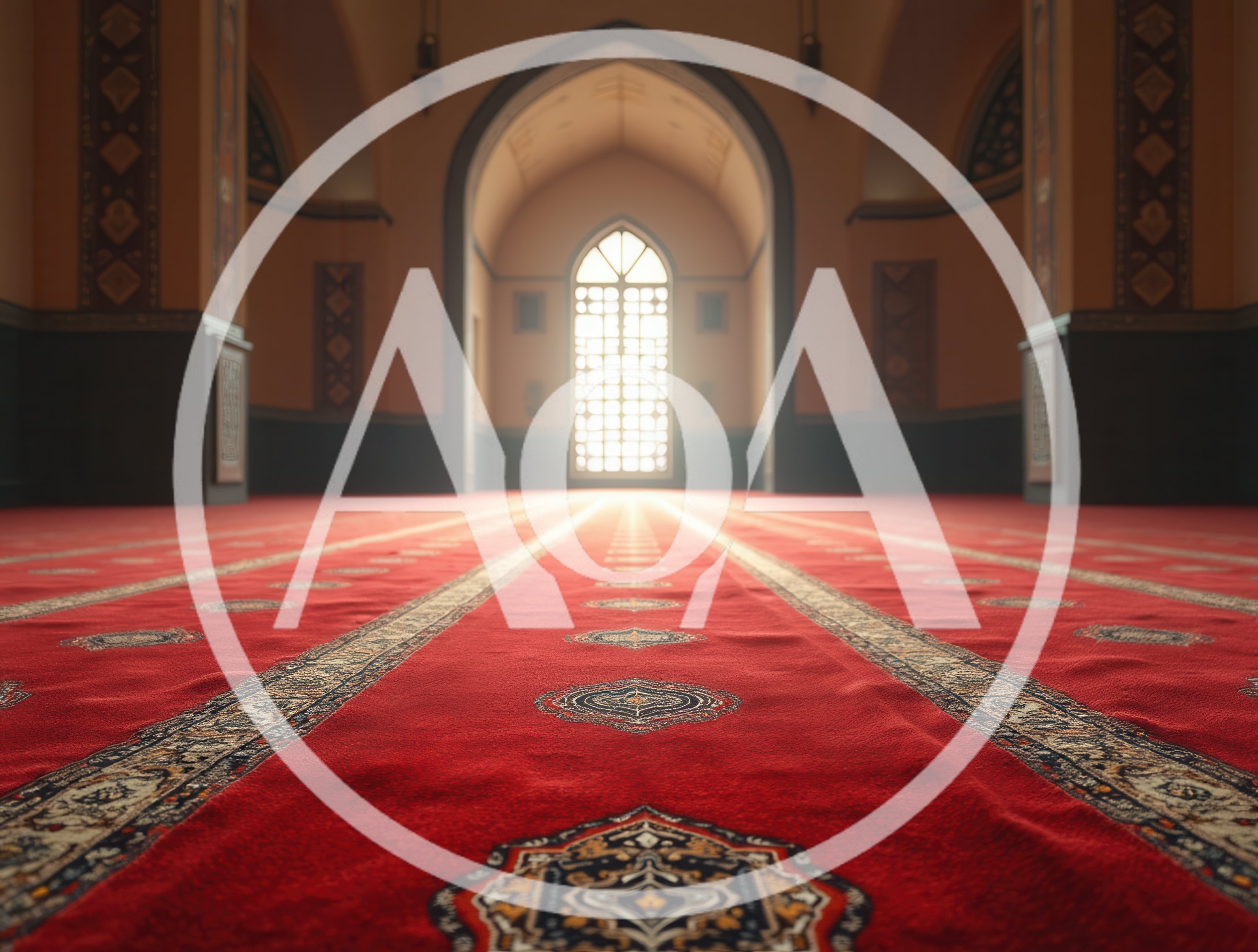 Interior View Of A Mosque With Red Prayer Carpet