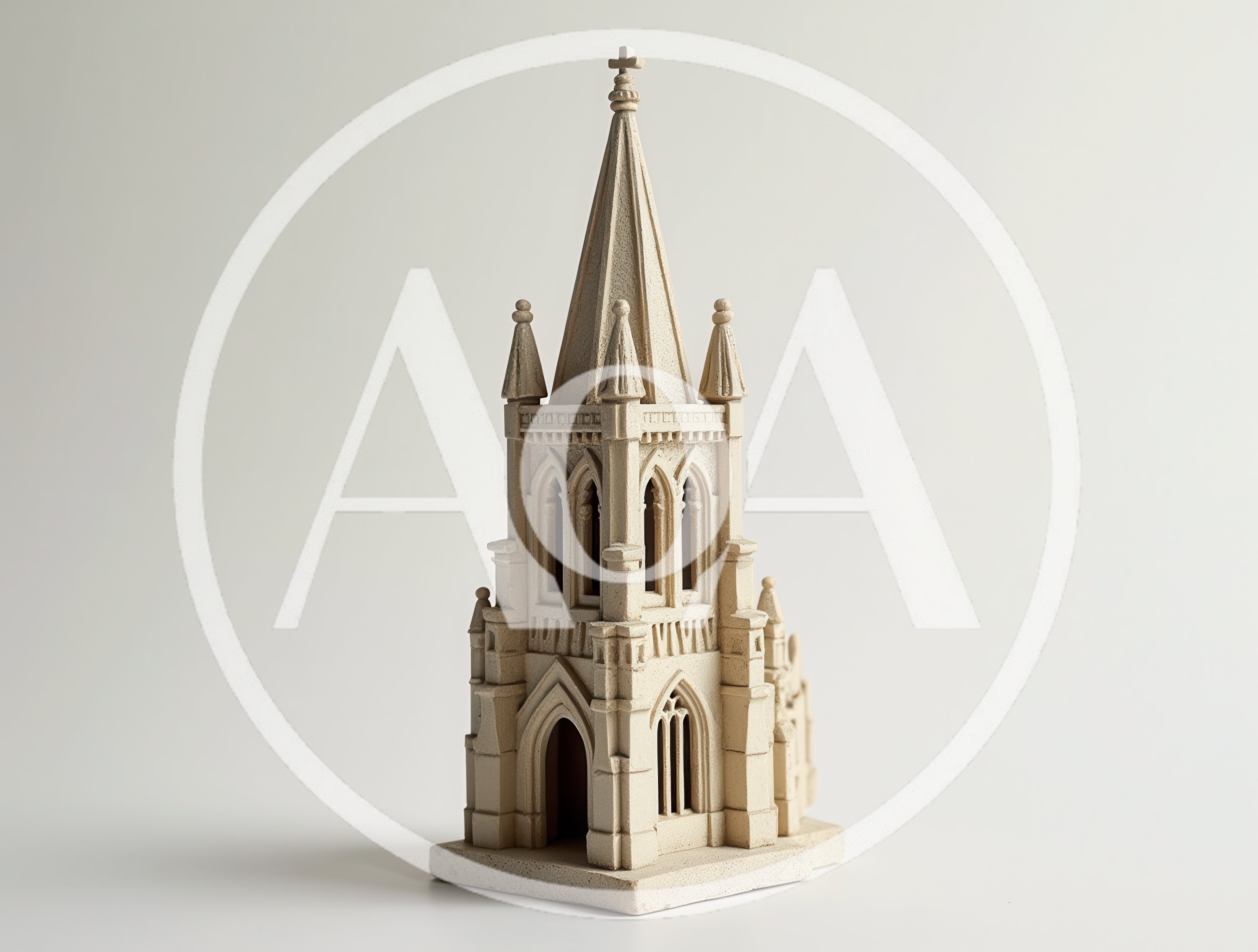 Miniature Stone Church Tower Model